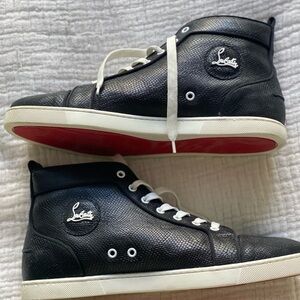 Christian Louboutin Black and White High-Top Sneakers